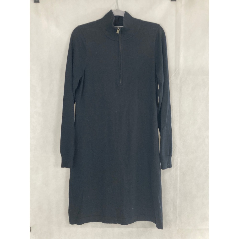 Tommy Bahama Womens Black Quarter Zip Mock Neck Sweater Dress Size Medium